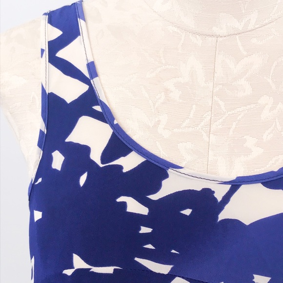 Anthropologie S Silk Nature Print Tank Top Blue July 4th Spring Summer Party - Picture 3 of 11